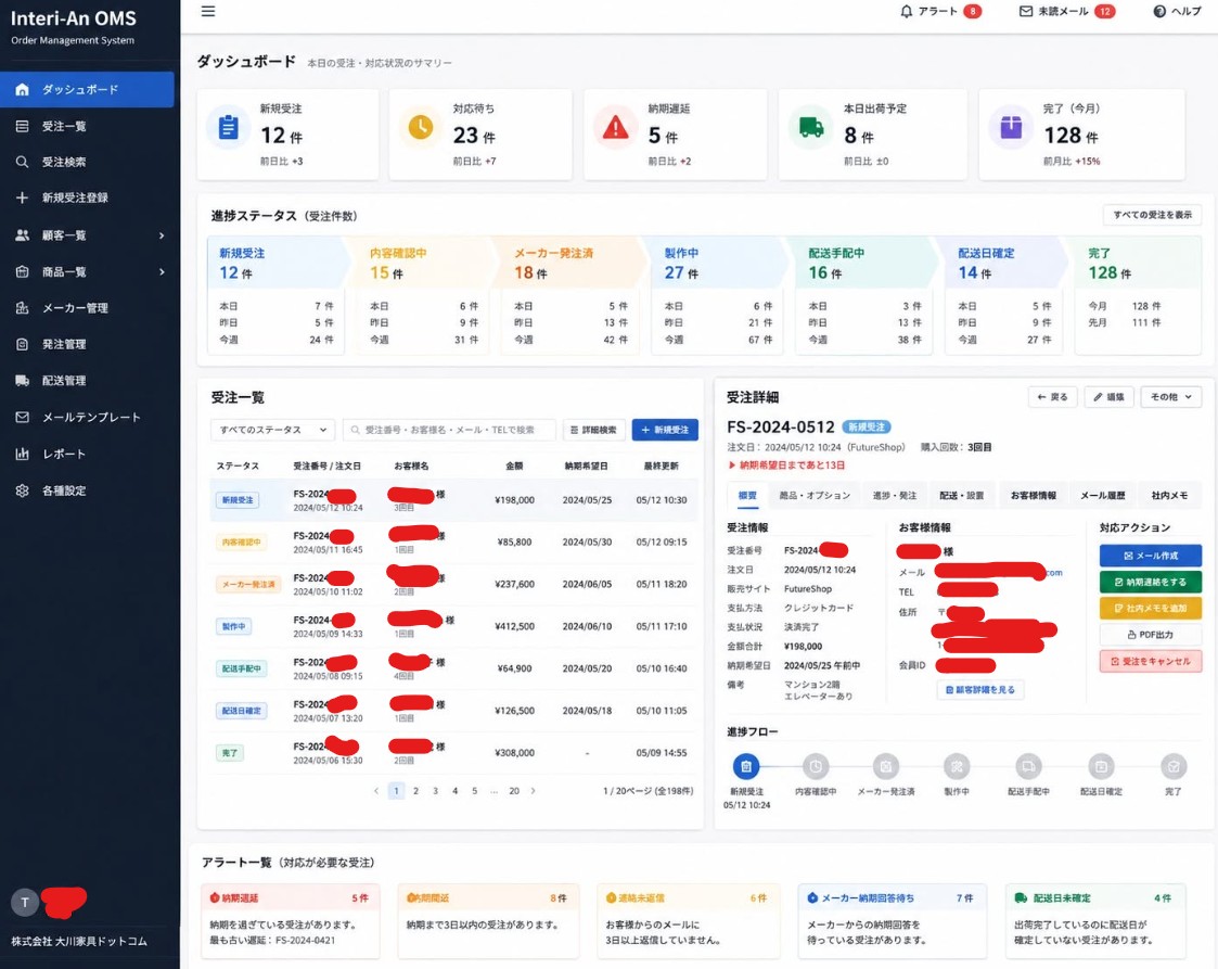 お客様の都合に合わせる家具店の受注システムをAIで開発している様子